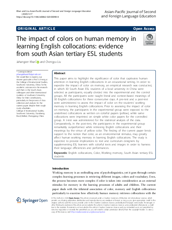 (PDF) The impact of colors on human memory in learning English ...