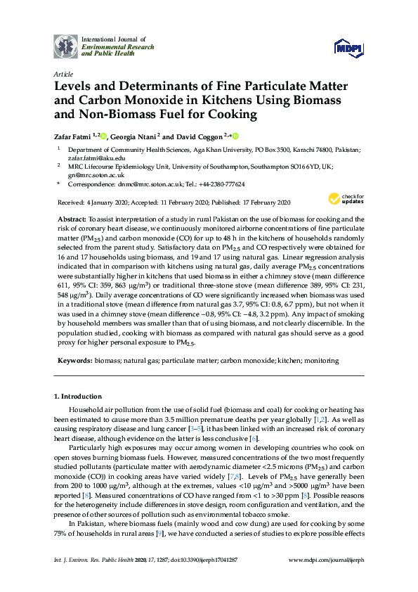 (PDF) Levels and Determinants of Fine Particulate Matter and Carbon