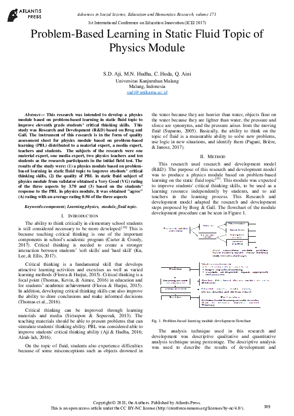 (PDF) Problem-based learning in static fluid topic of physics module