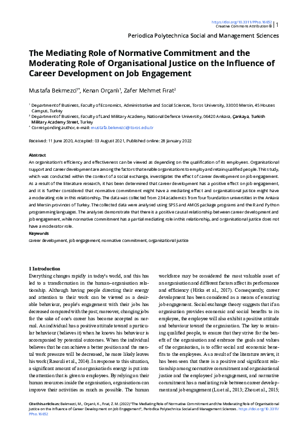 (PDF) The Mediating Role of Normative Commitment and the Moderating ...