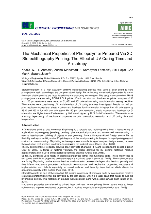 (PDF) The Mechanical Properties of Photopolymer Prepared Via 3D ...