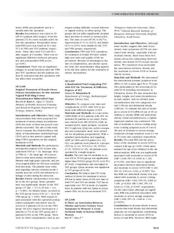 (PDF) UP-2.006: Surgical Treatment of Female Stress Urinary ...