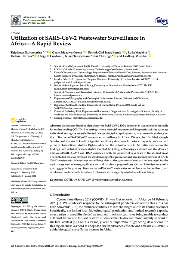 (PDF) Utilization of SARS-CoV-2 Wastewater Surveillance in Africa—A ...