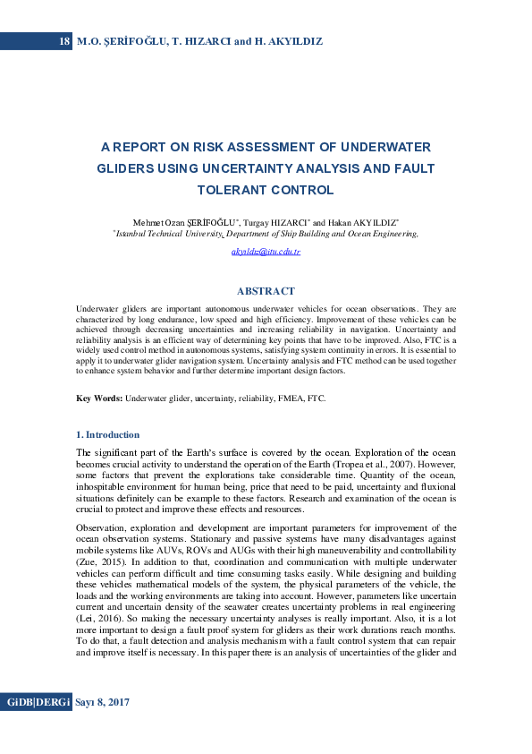(PDF) A Report on Risk Assessment of Underwater Gliders Using ...