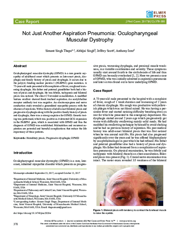 (PDF) Not Just Another Aspiration Pneumonia: Oculopharyngeal Muscular ...