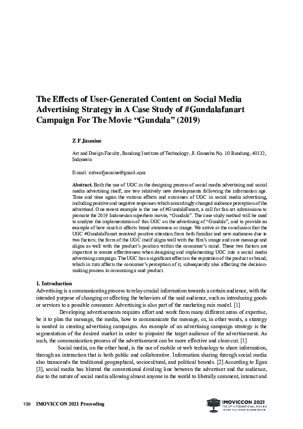 (PDF) The Effects of user-generated content on social media advertising ...