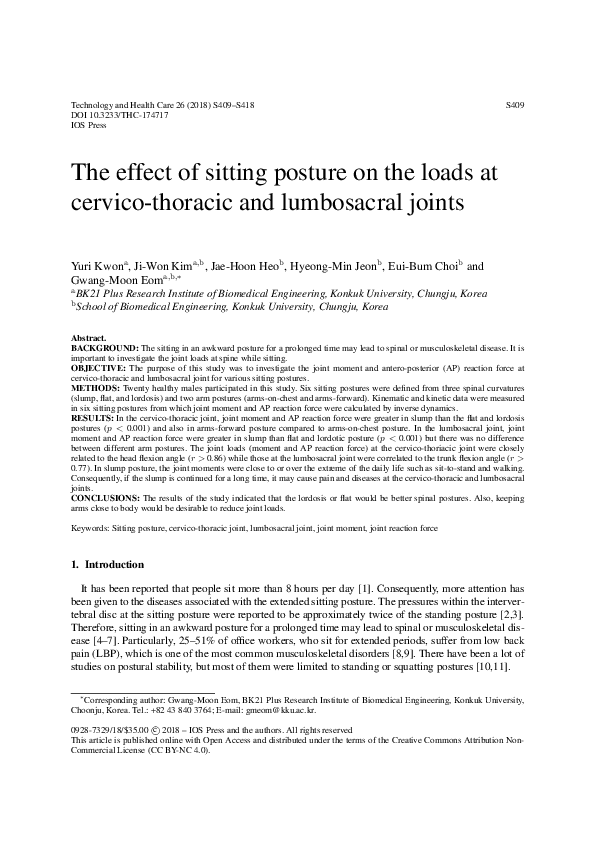(PDF) The effect of sitting posture on the loads at cervico-thoracic ...