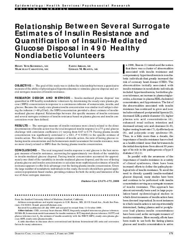 (PDF) Relationship between several surrogate estimates of insulin ...