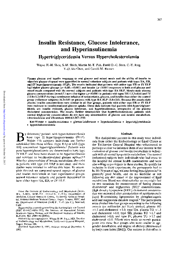 (PDF) Insulin resistance, glucose intolerance, and hyperinsulinemia ...