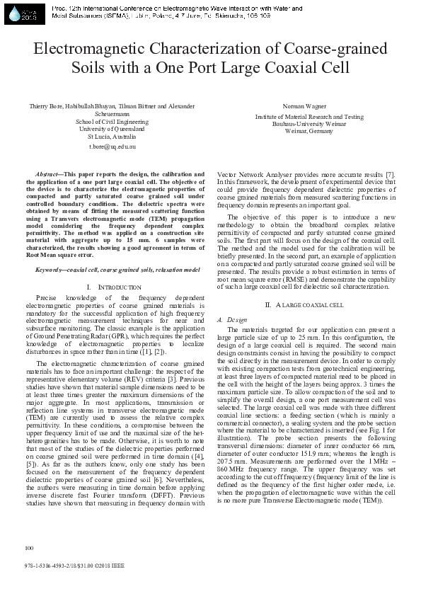 (PDF) Electromagnetic Characterization of Coarse-Grained Soils with a ...