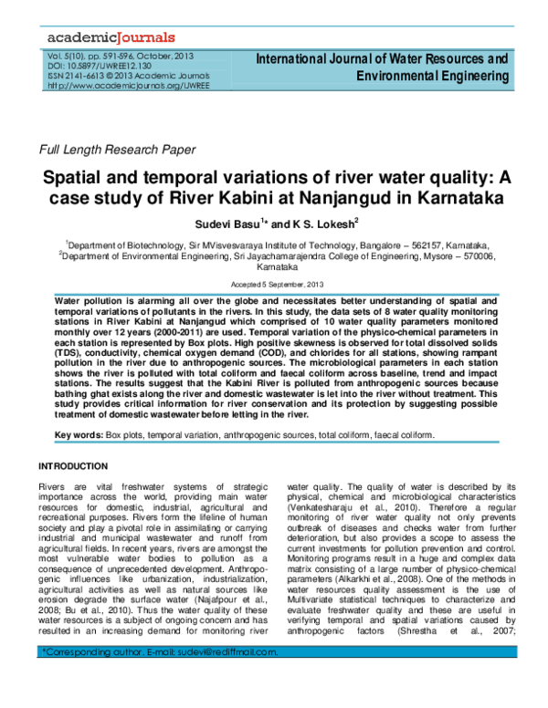 (PDF) Spatial and temporal variations of river water quality: A case ...
