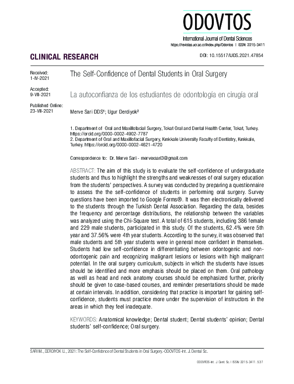 (PDF) The Self-Confidence of Dental Students in Oral Surgery