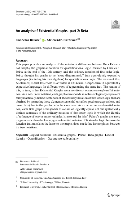 (PDF) An analysis of Existential Graphs–part 2: Beta