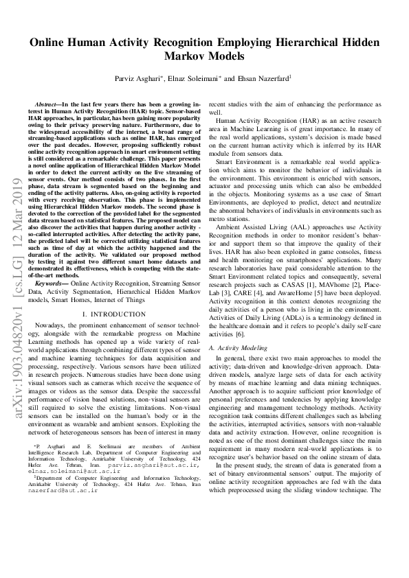 (PDF) Human Activity Recognition Employing Hierarchical Hidden Markov ...