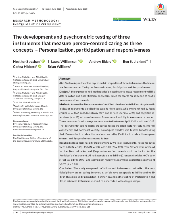 (PDF) The development and psychometric testing of three instruments ...