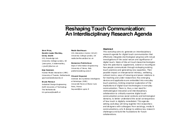 (PDF) Reshaping Touch Communication