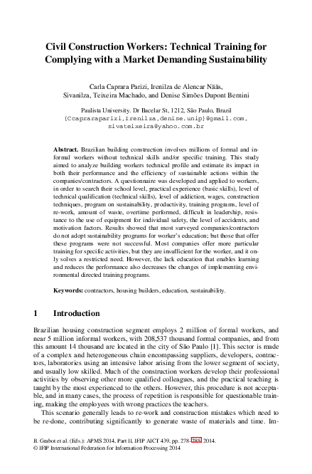 (PDF) Civil Construction Workers: Technical Training for Complying with ...