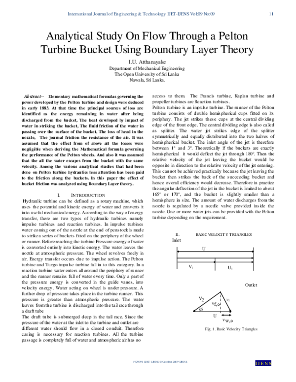 (PDF) Analytical Study On Flow Through a Pelton Turbine Bucket Using ...