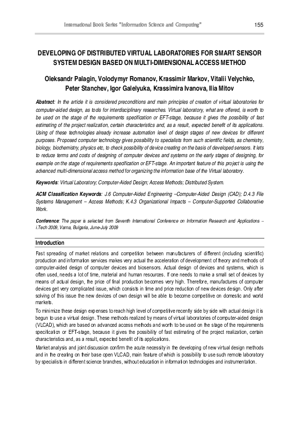 (PDF) Developing of Distributed Virtual Laboratories for Smart Sensor ...