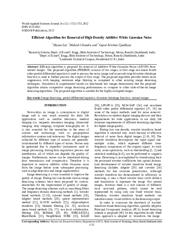(PDF) Efficient Algorithm for Removal of High Density Additive White ...