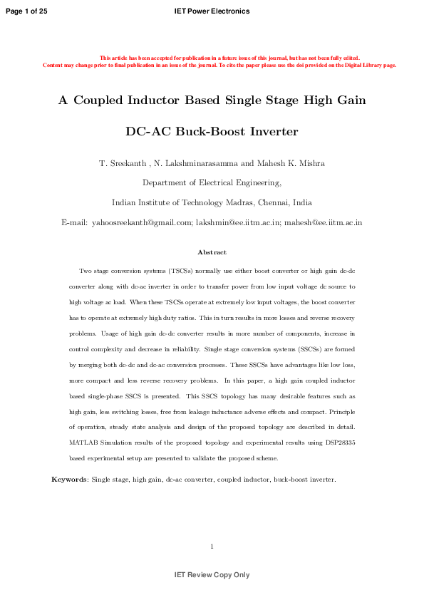 (PDF) A Coupled Inductor Based Single Stage High Gain DC-AC Buck-Boost ...