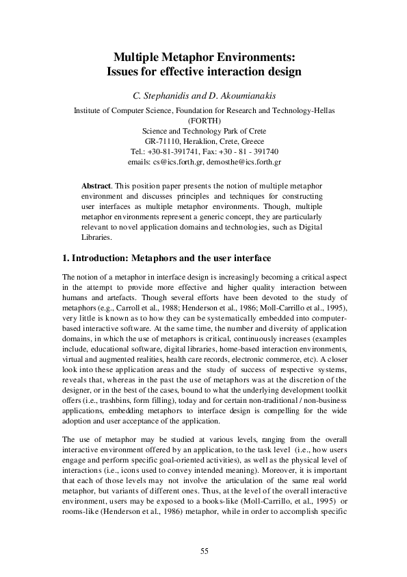 (PDF) Multiple Metaphor Environments: Issues for effective interaction ...