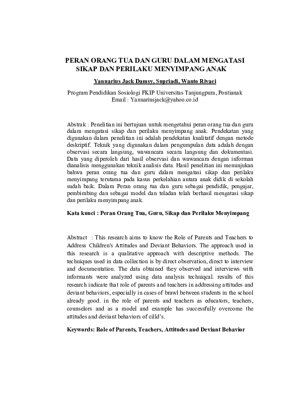 (PDF) Peran orang tua dan guru dalam mengatasi | Reni Afista - Academia.edu