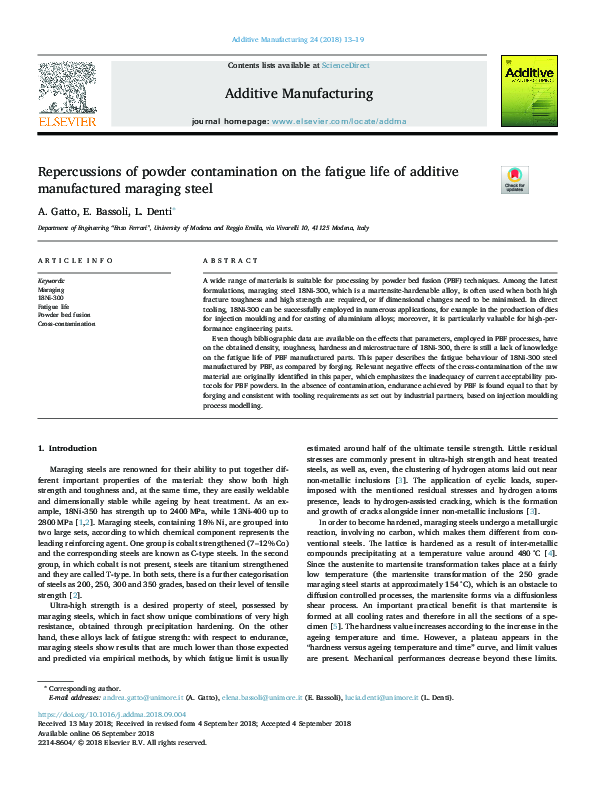 (PDF) Repercussions of powder contamination on the fatigue life of ...