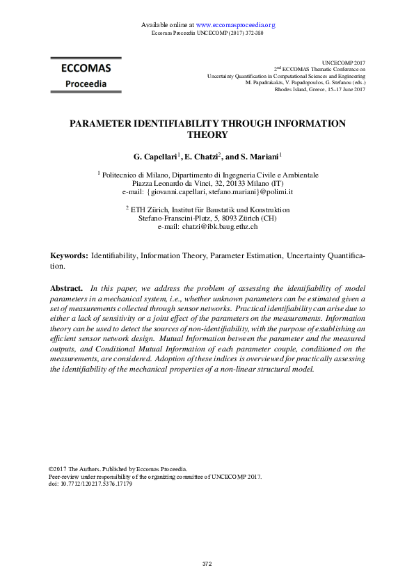(PDF) Parameter Identifiability Through Information Theory