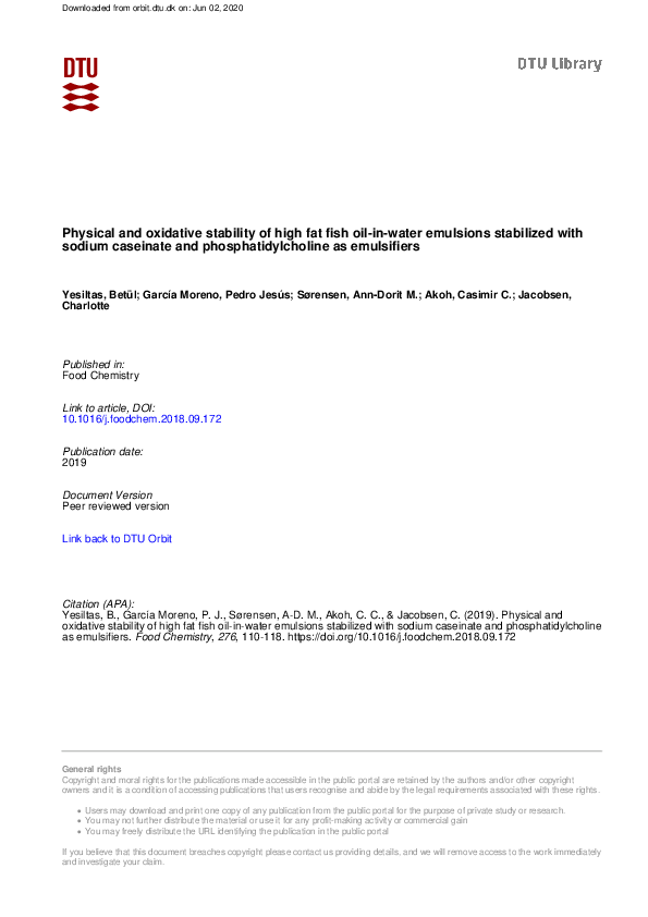 (PDF) Physical and oxidative stability of high fat fish oil-in-water ...