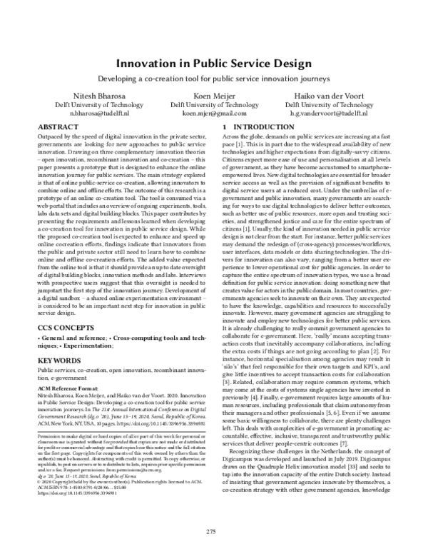 (PDF) Innovation in Public Service Design: Developing a co-creation ...