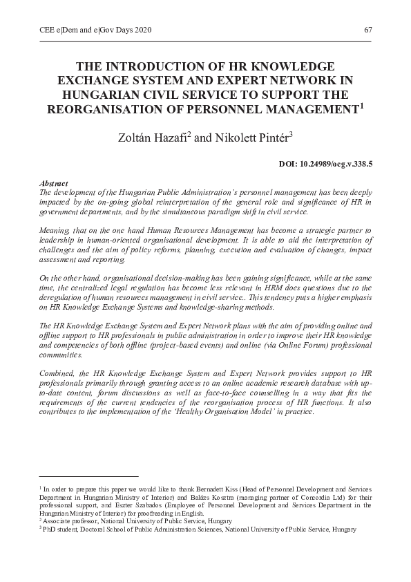 (PDF) The Introduction of HR Knowledge Exchange System and Expert ...
