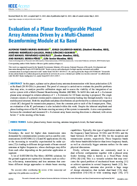 (PDF) Evaluation of a Planar Reconfigurable Phased Array Antenna Driven ...