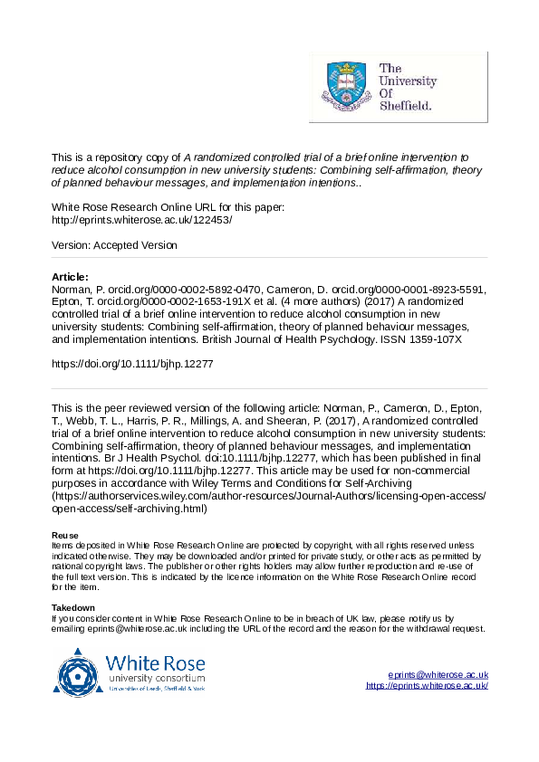 (PDF) A randomized controlled trial of a brief online intervention to ...