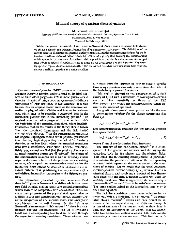 (PDF) Minimal theory of quantum electrodynamics