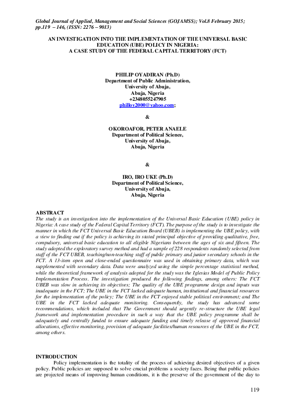 (PDF) An Investigation Into the Implementation of the Universal Basic ...