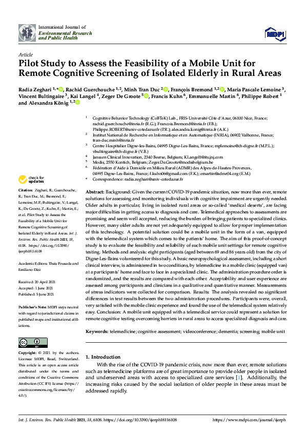(PDF) Pilot Study to Assess the Feasibility of a Mobile Unit for Remote ...