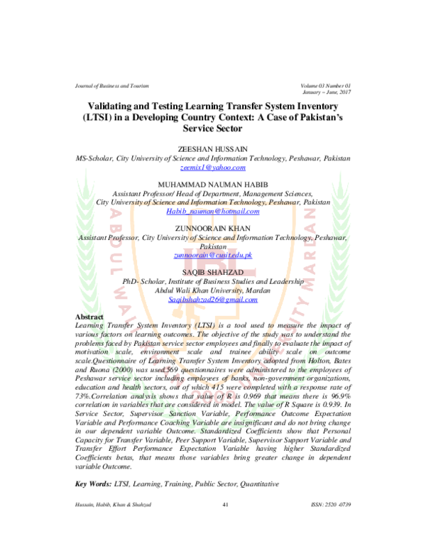 (PDF) Validating and Testing Learning Transfer System Inventory (LTSI ...