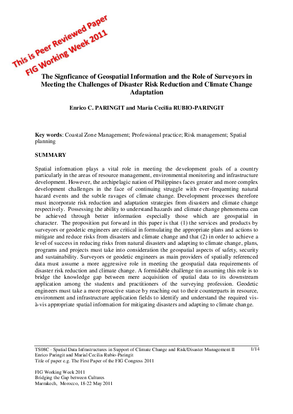 (PDF) The Signficance of Geospatial Information and the Role of ...