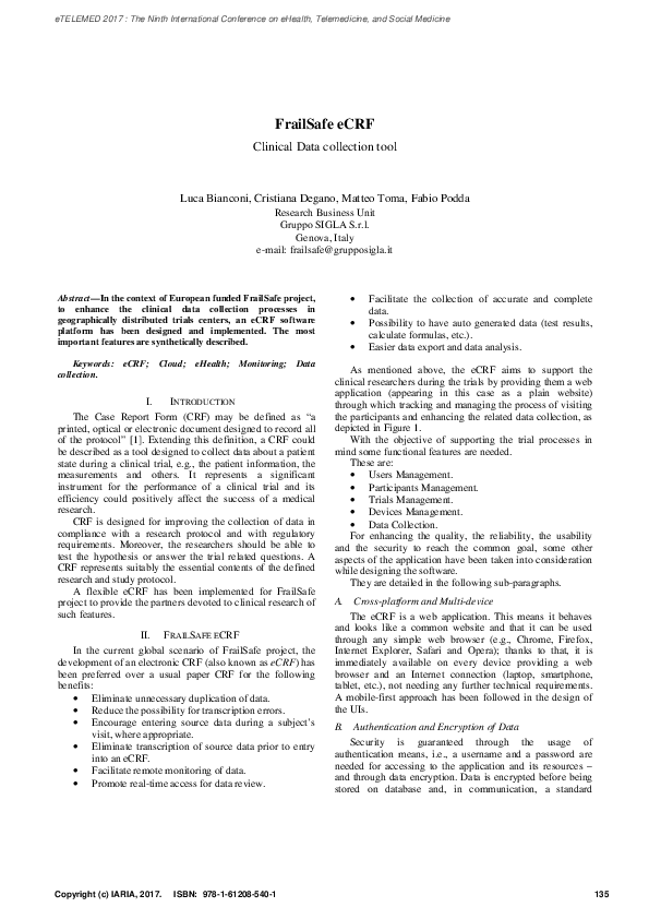 (PDF) FrailSafe eCRF Clinical Data collection tool