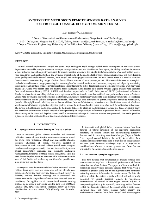 (PDF) Synergistic methods in remote sensing data analysis for tropical ...