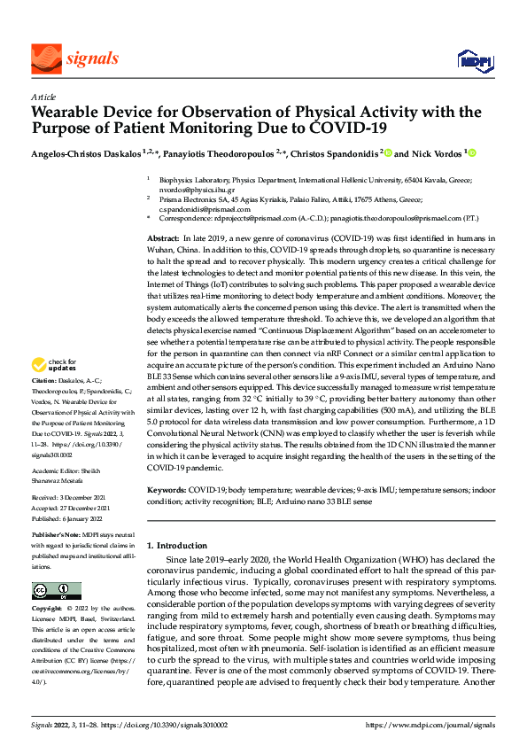 (PDF) Wearable Device for Observation of Physical Activity with the ...