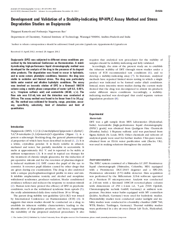 (PDF) Development and Validation of a Stability-Indicating LC Method ...