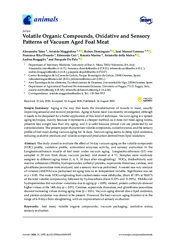 (PDF) Volatile Organic Compounds, Oxidative and Sensory Patterns of ...