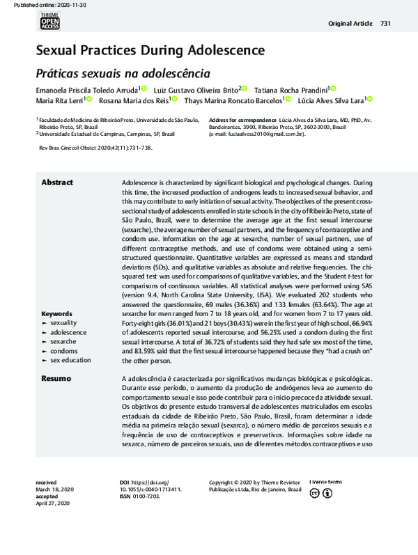 (PDF) Sexual Practices During Adolescence