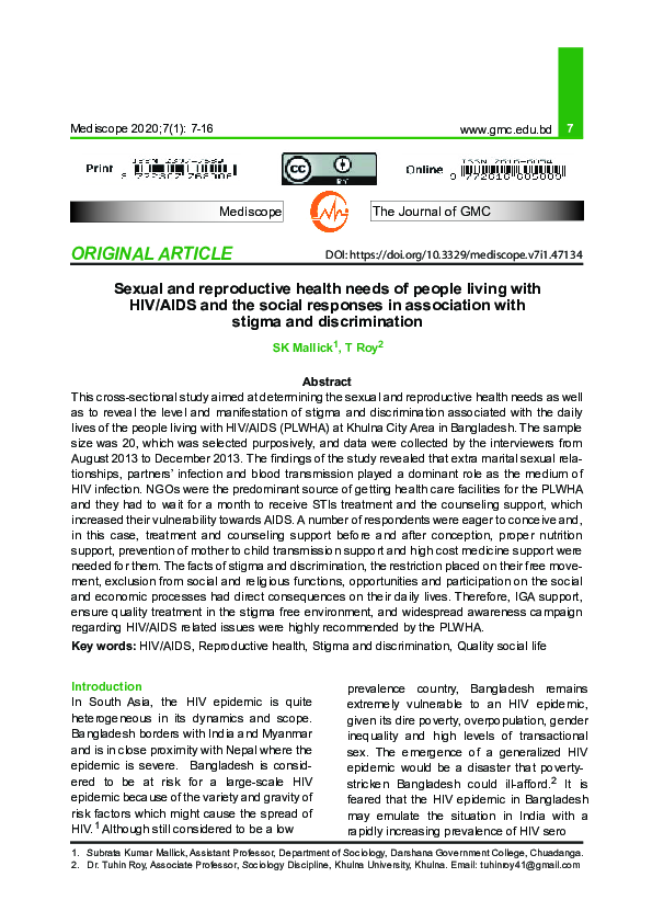 (PDF) Sexual and reproductive health needs of people living with HIV ...