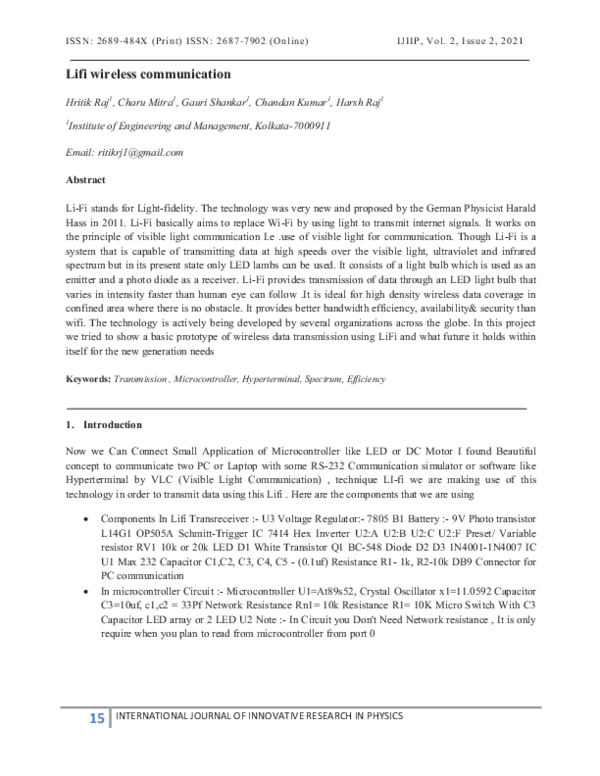 (PDF) Lifi wireless communication
