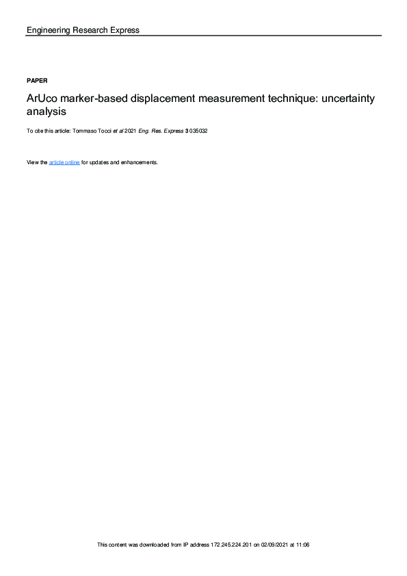 (PDF) ArUco marker-based displacement measurement technique ...