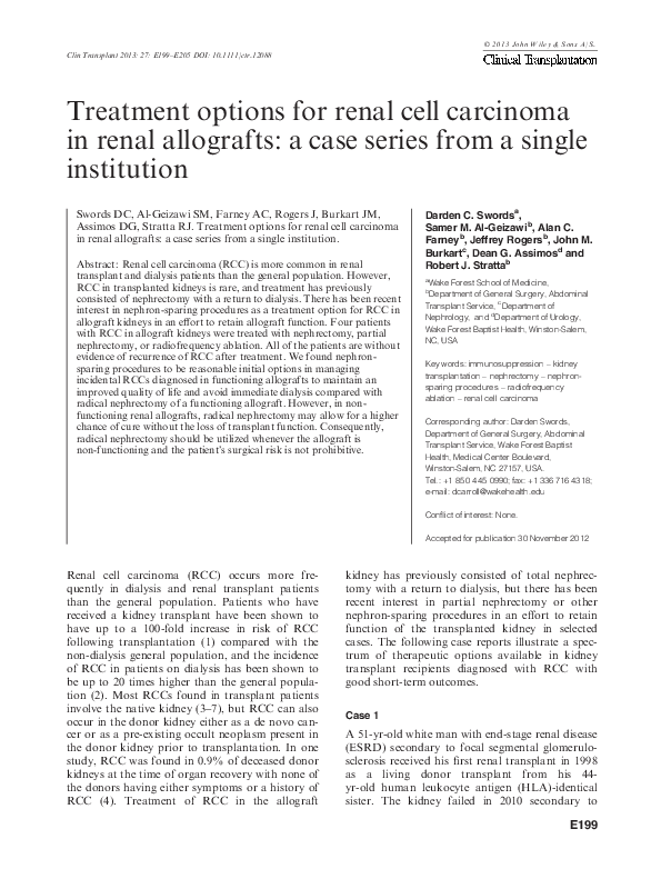 (PDF) Treatment options for renal cell carcinoma in renal allografts: a ...