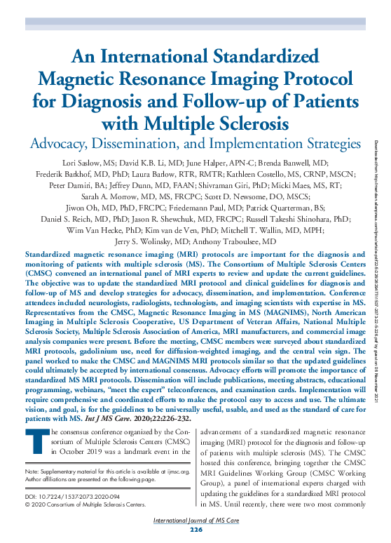 (PDF) An International Standardized Magnetic Resonance Imaging Protocol ...